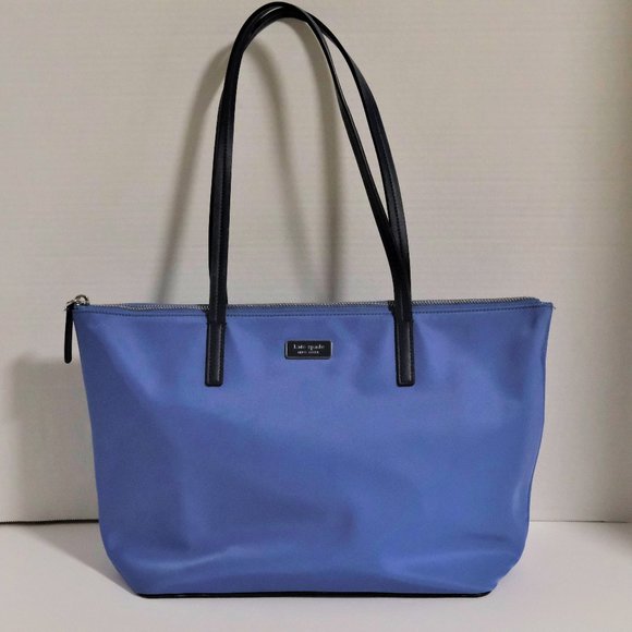 kate spade Bags Kate Spade Large Blue Nylon Zip Top Tote Bag Poshmark